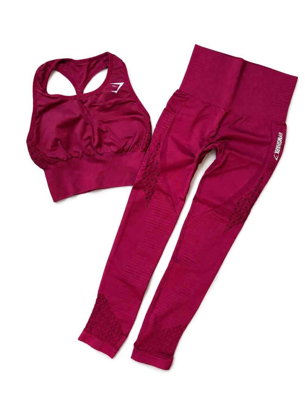 Gymshark Energy Wine Red Seamless Sports Bra & Leggings Set Size Small
